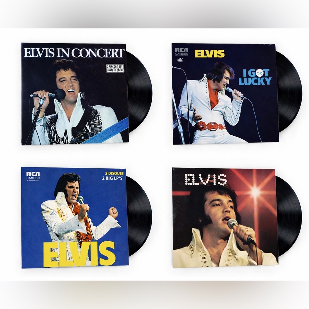 Elvis Presley Vinyl Record Bundle (4) – In Concert, I Got Lucky, RCA Camden LPs